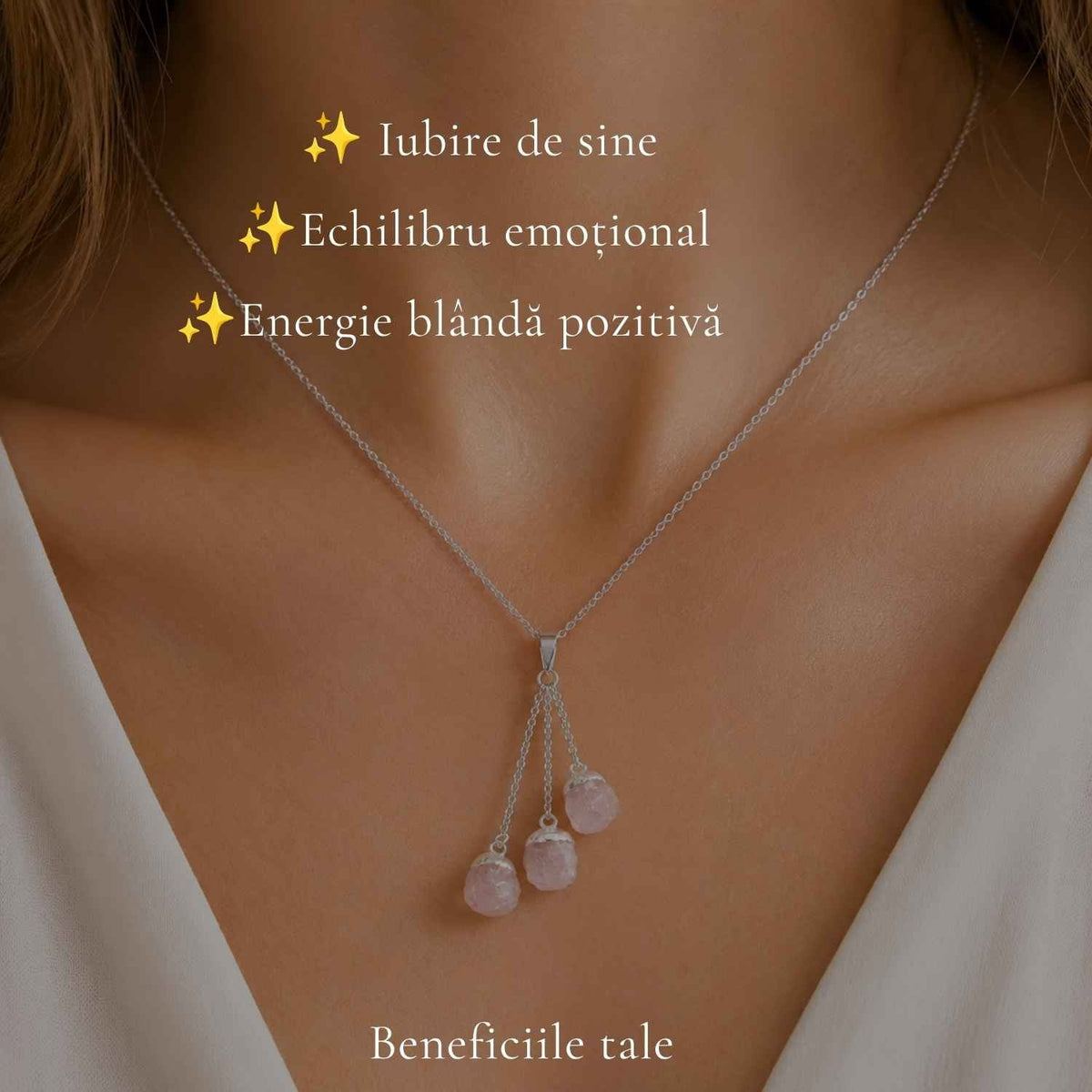 Colier cu Cuart Roz, Argint 925 – CraftMystic