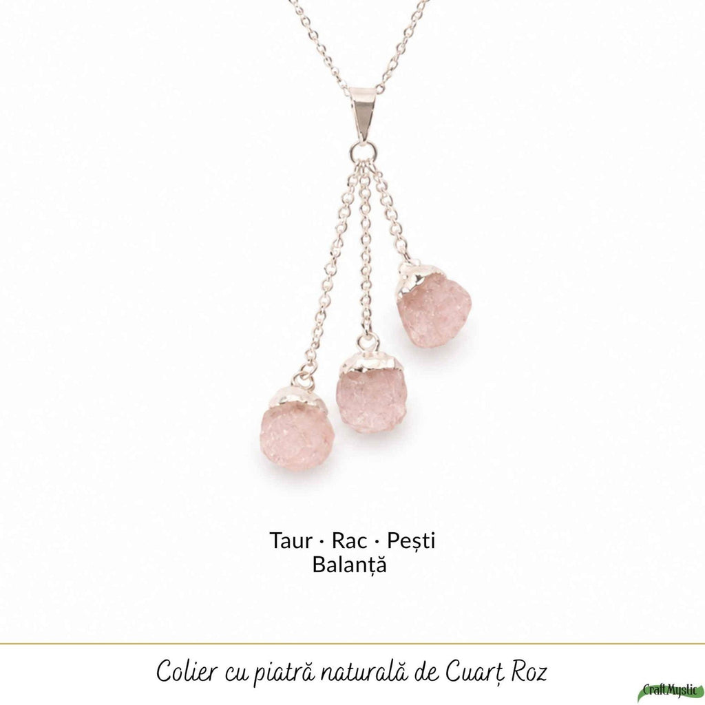 Colier cu Cuart Roz, Argint 925 – CraftMystic