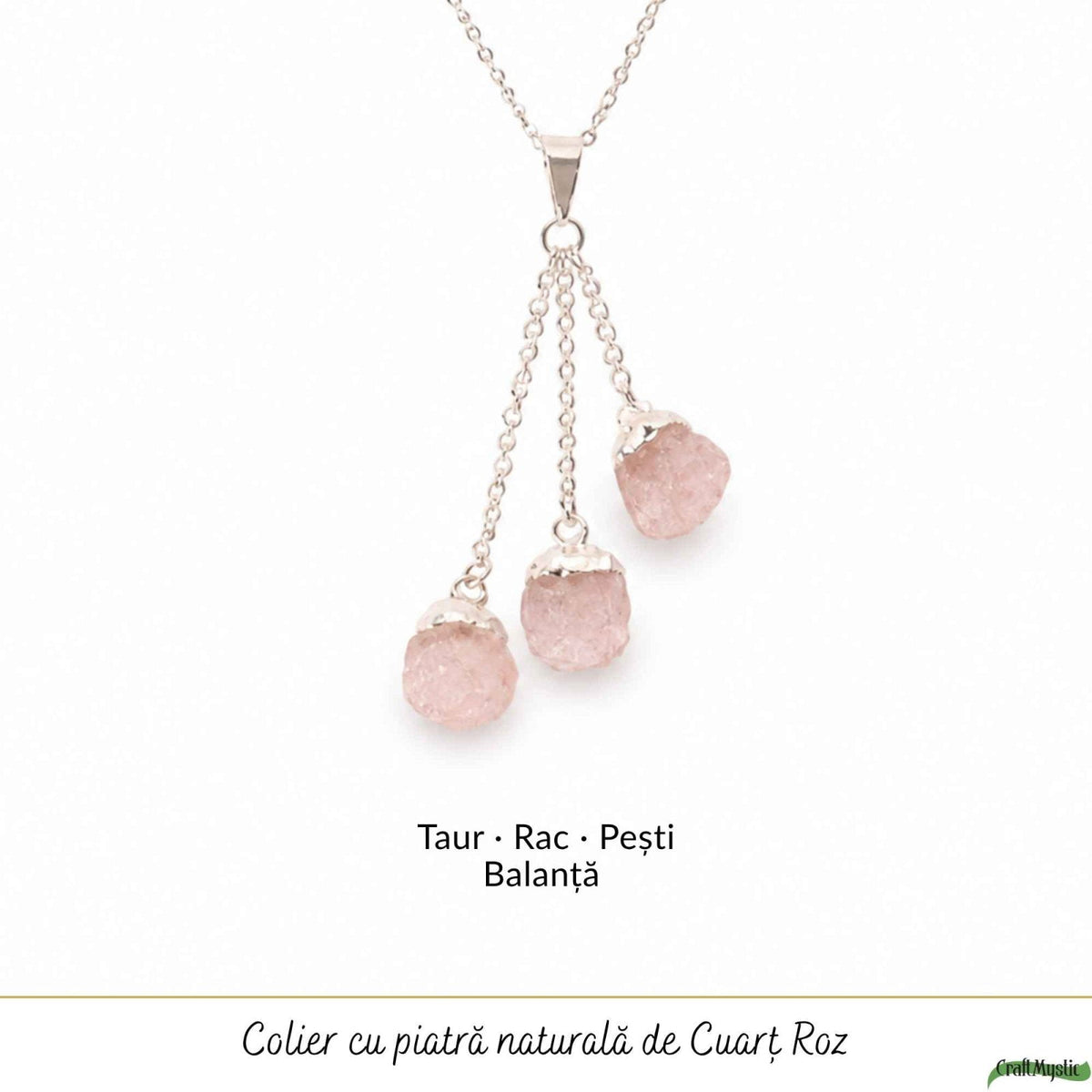 Colier cu Cuart Roz, Argint 925 – CraftMystic