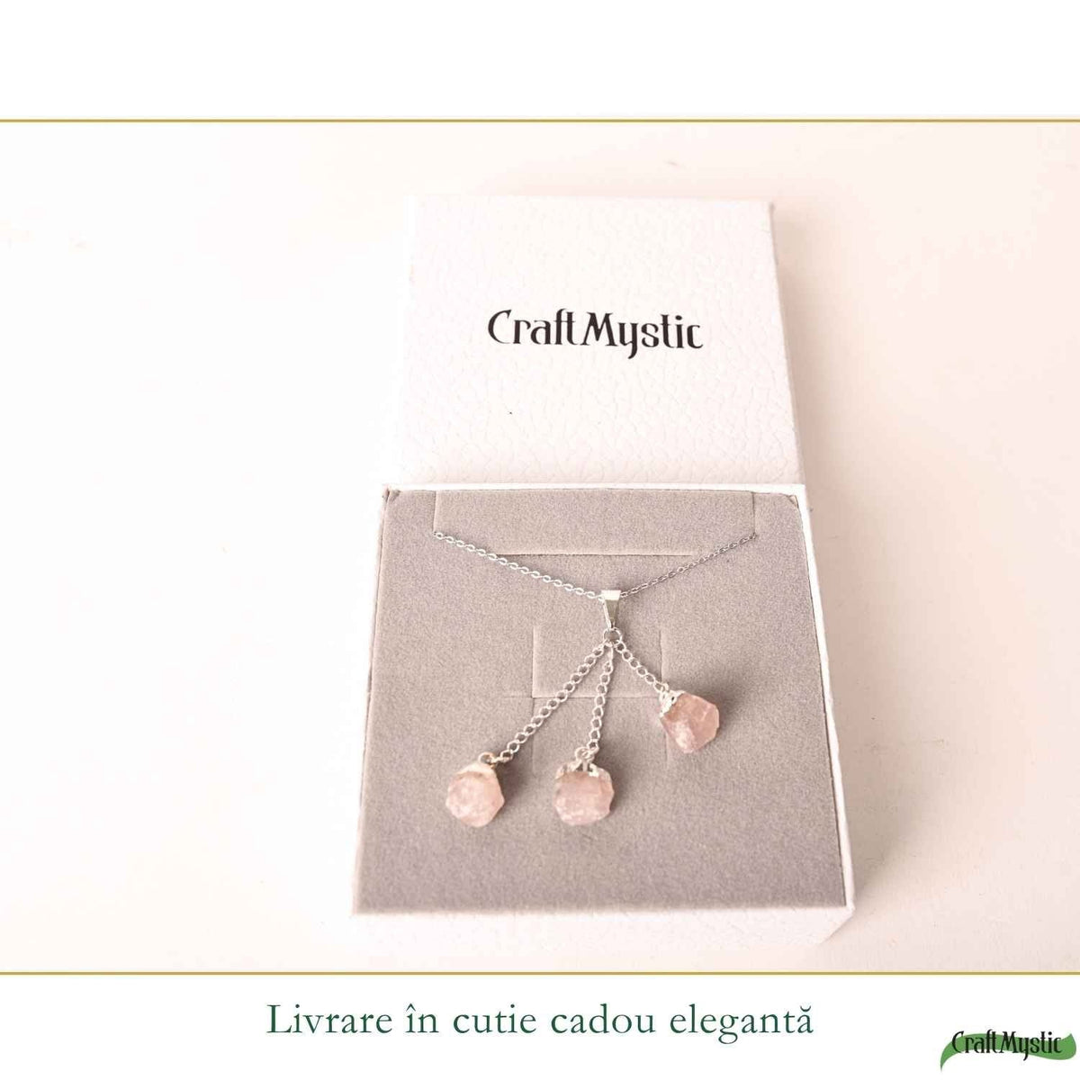 Colier cu Cuart Roz, Argint 925 – CraftMystic