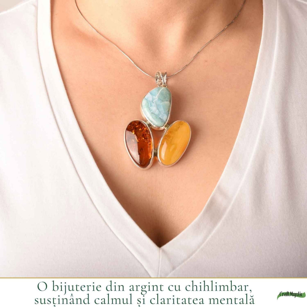 Colier cu Chihlimbar și Larimar, Argint 925 – CraftMystic