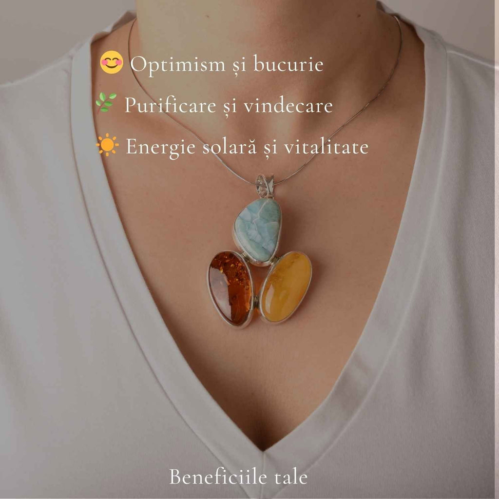 Colier cu Chihlimbar și Larimar, Argint 925 – CraftMystic