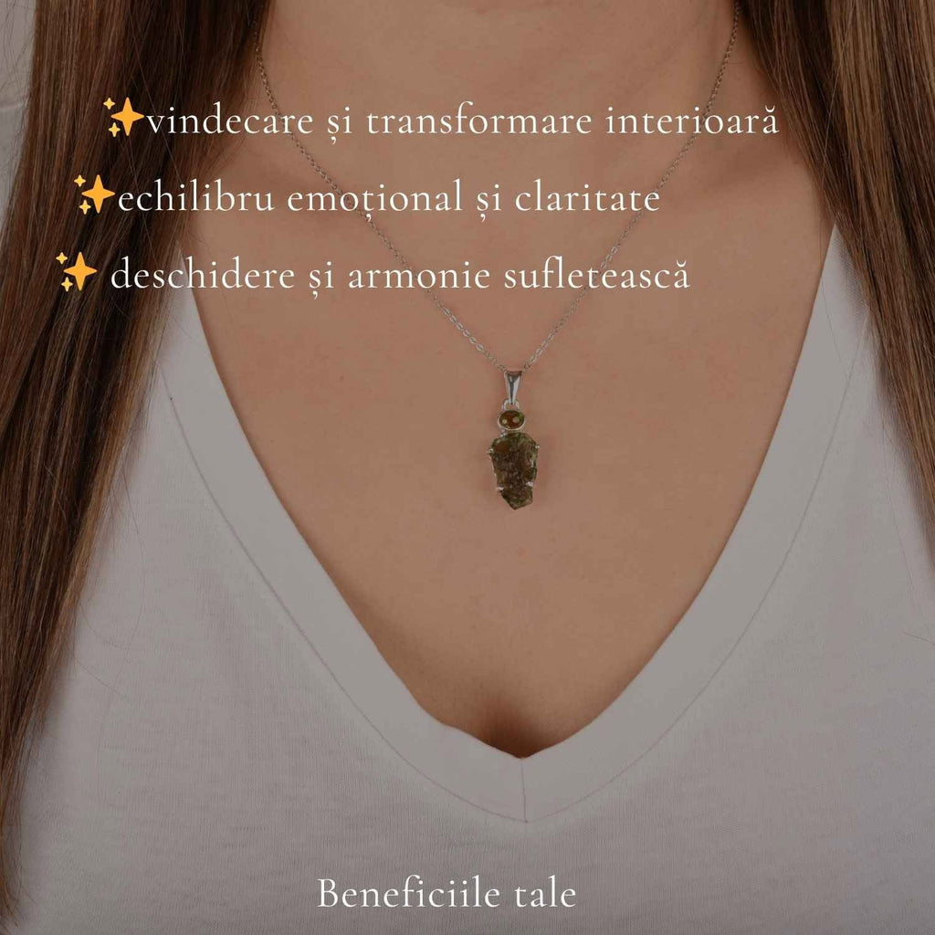 Colier cu Moldavit și Turmalină Verde – CraftMystic