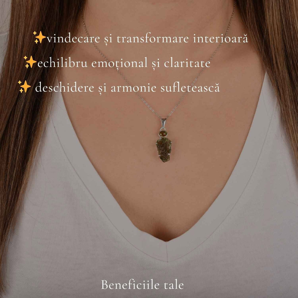 Colier cu Moldavit și Turmalină Verde – CraftMystic