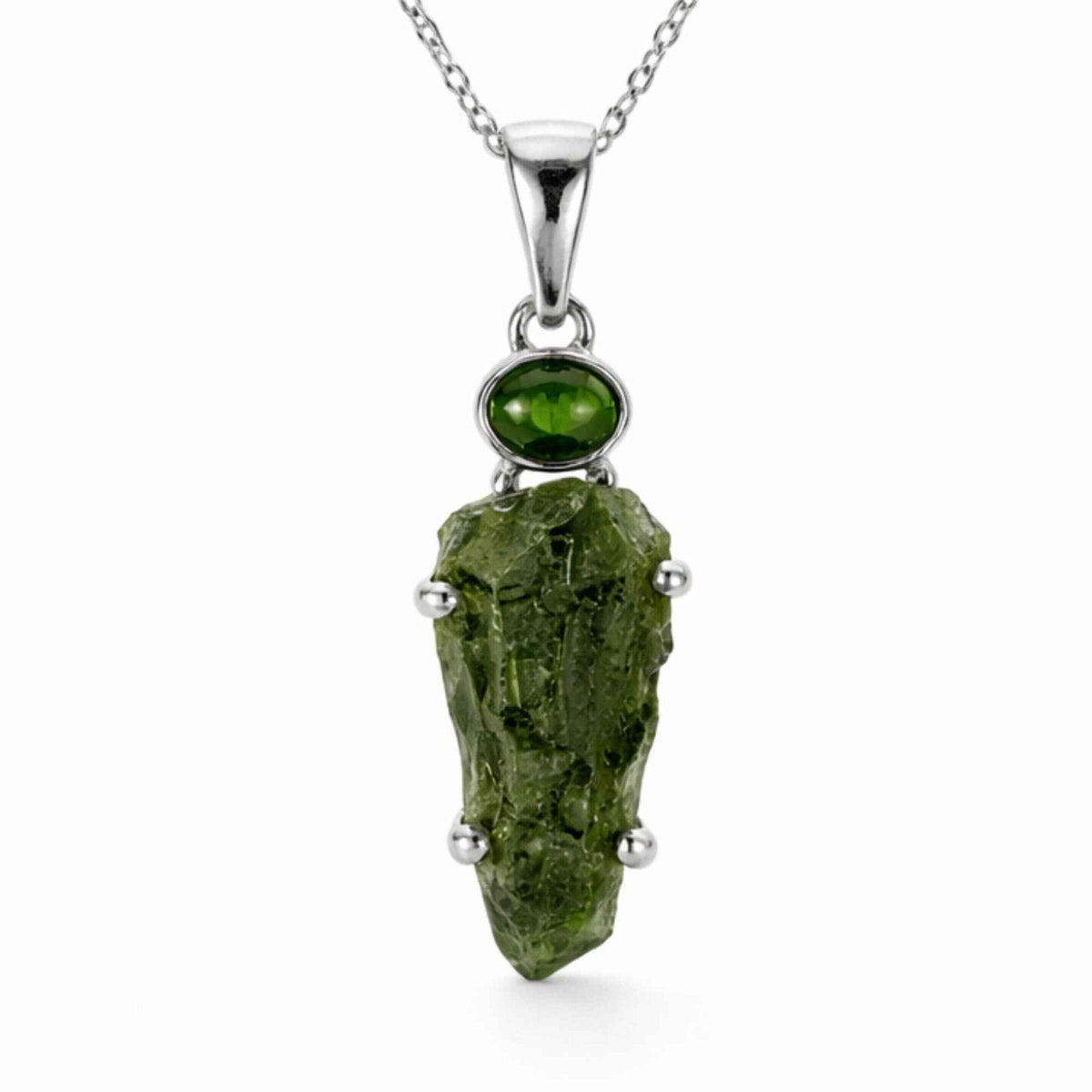 Colier cu Moldavit și Turmalină Verde – CraftMystic