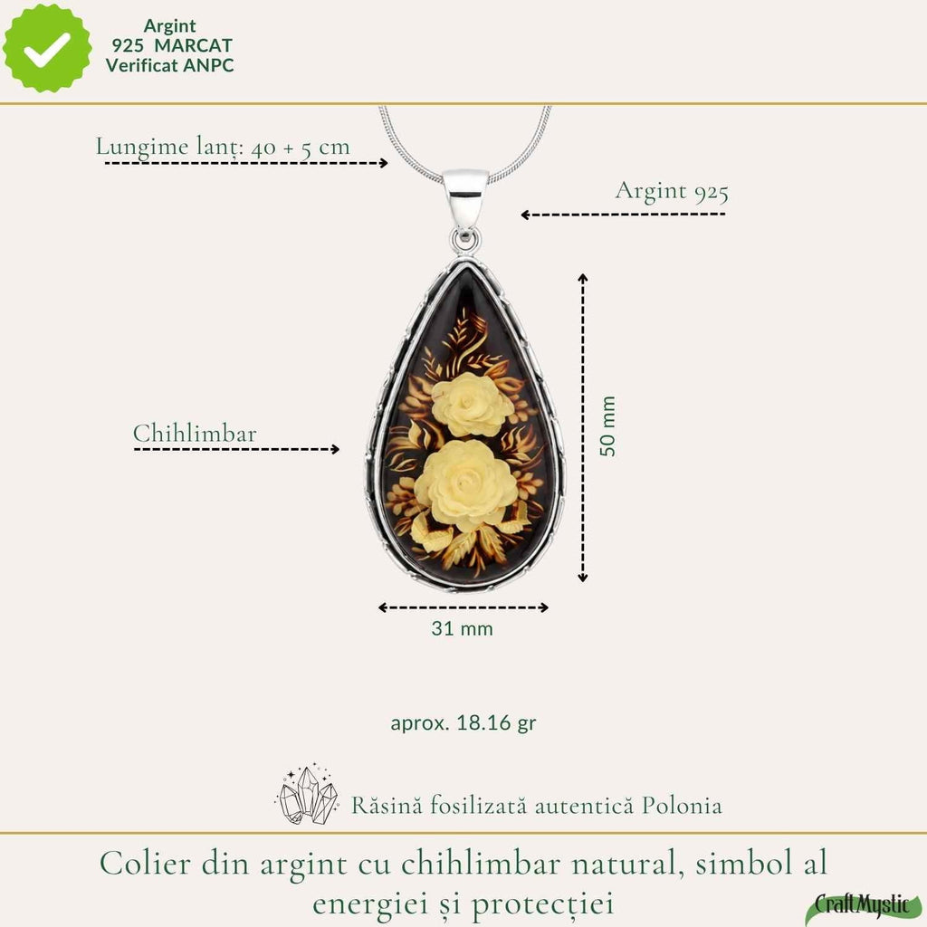 Colier cu Chihlimbar, Argint 925 – CraftMystic