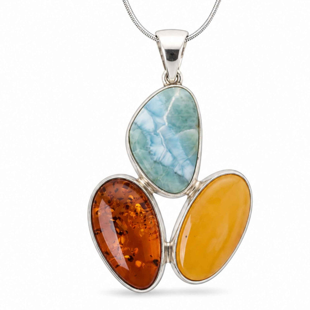 Colier cu Chihlimbar și Larimar, Argint 925 – CraftMystic