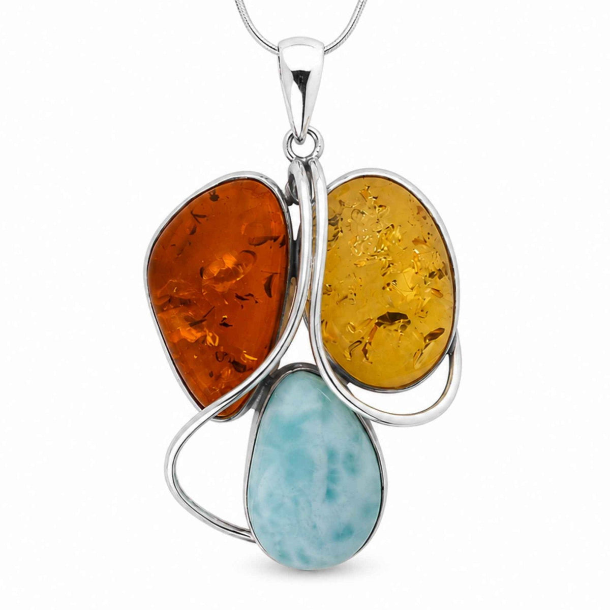 Colier cu Chihlimbar și Larimar, Argint 925 – CraftMystic