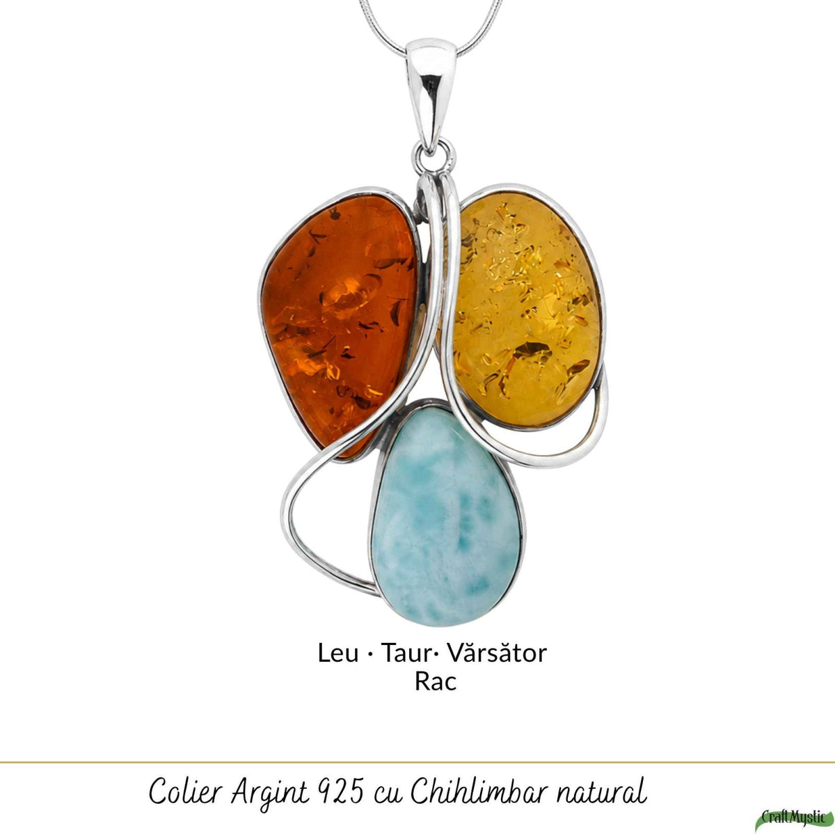 Colier cu Chihlimbar și Larimar, Argint 925 – CraftMystic