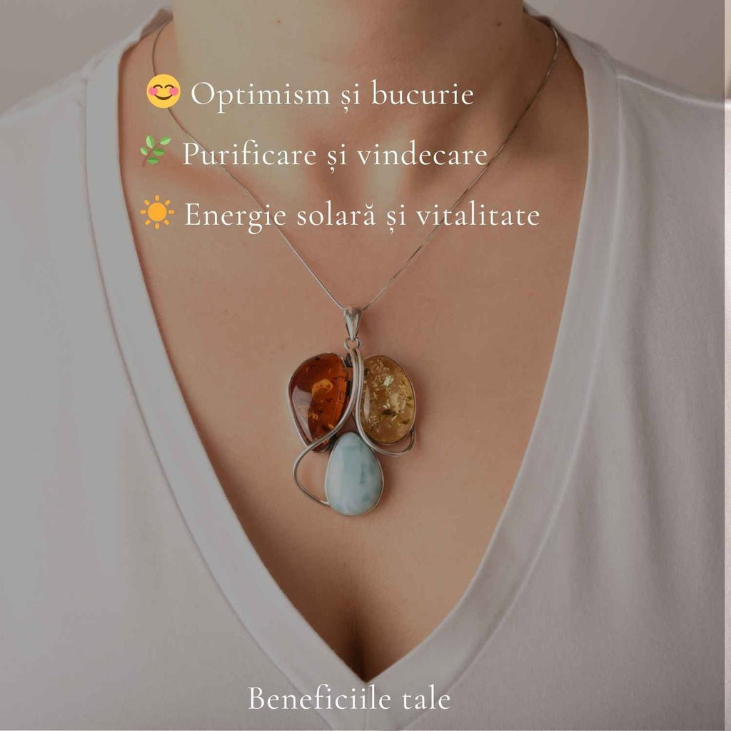 Colier cu Chihlimbar și Larimar, Argint 925 – CraftMystic