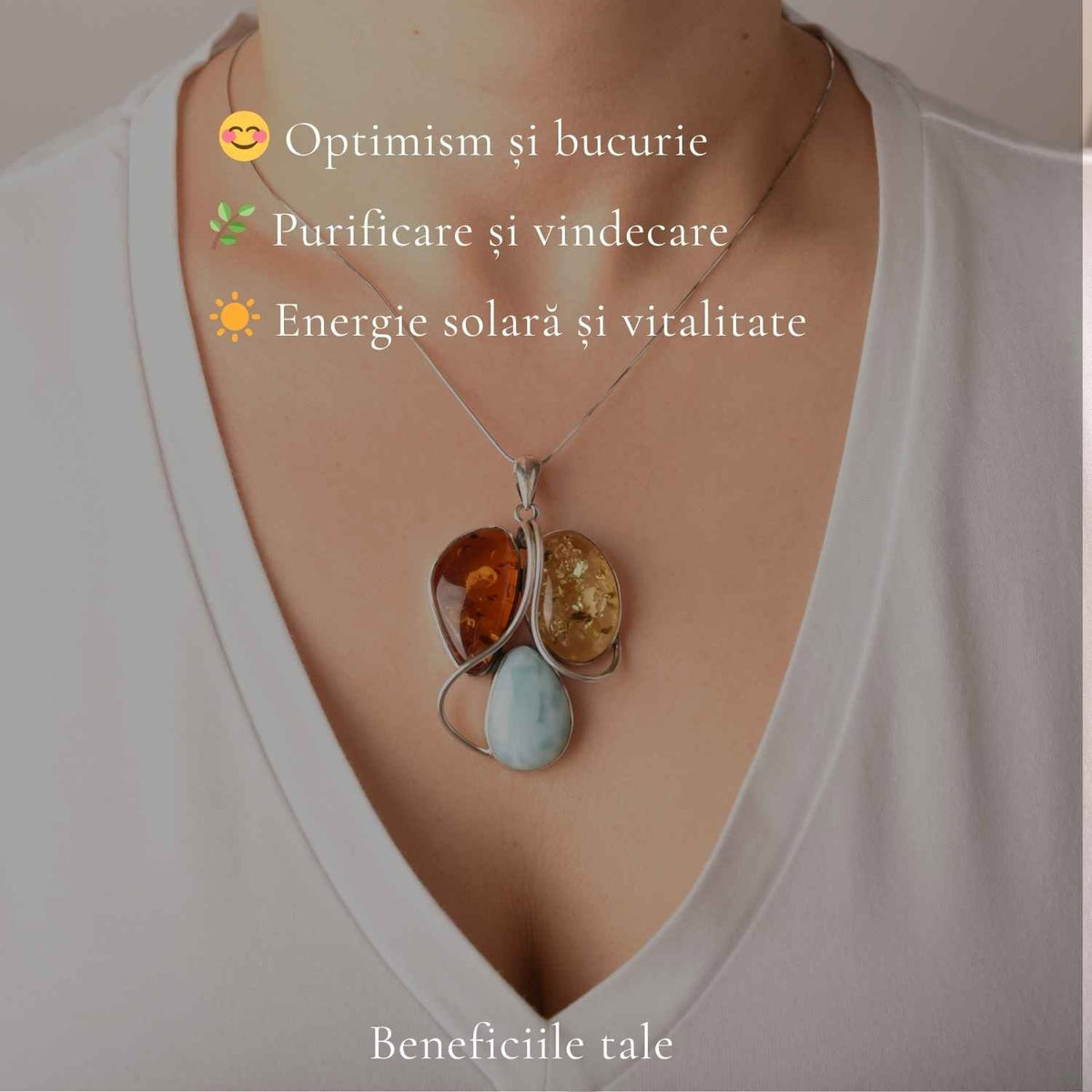 Colier cu Chihlimbar și Larimar, Argint 925 – CraftMystic