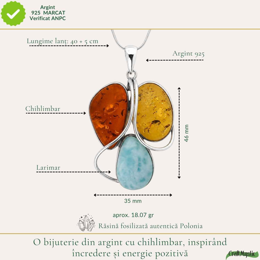 Colier cu Chihlimbar și Larimar, Argint 925 – CraftMystic