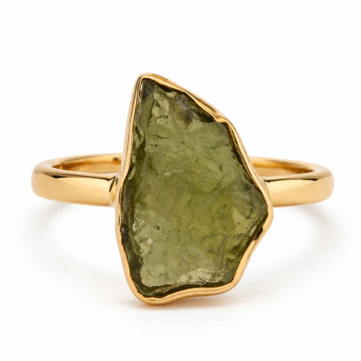 Inel cu Moldavit, Argint 925 placat aur 18k – CraftMystic