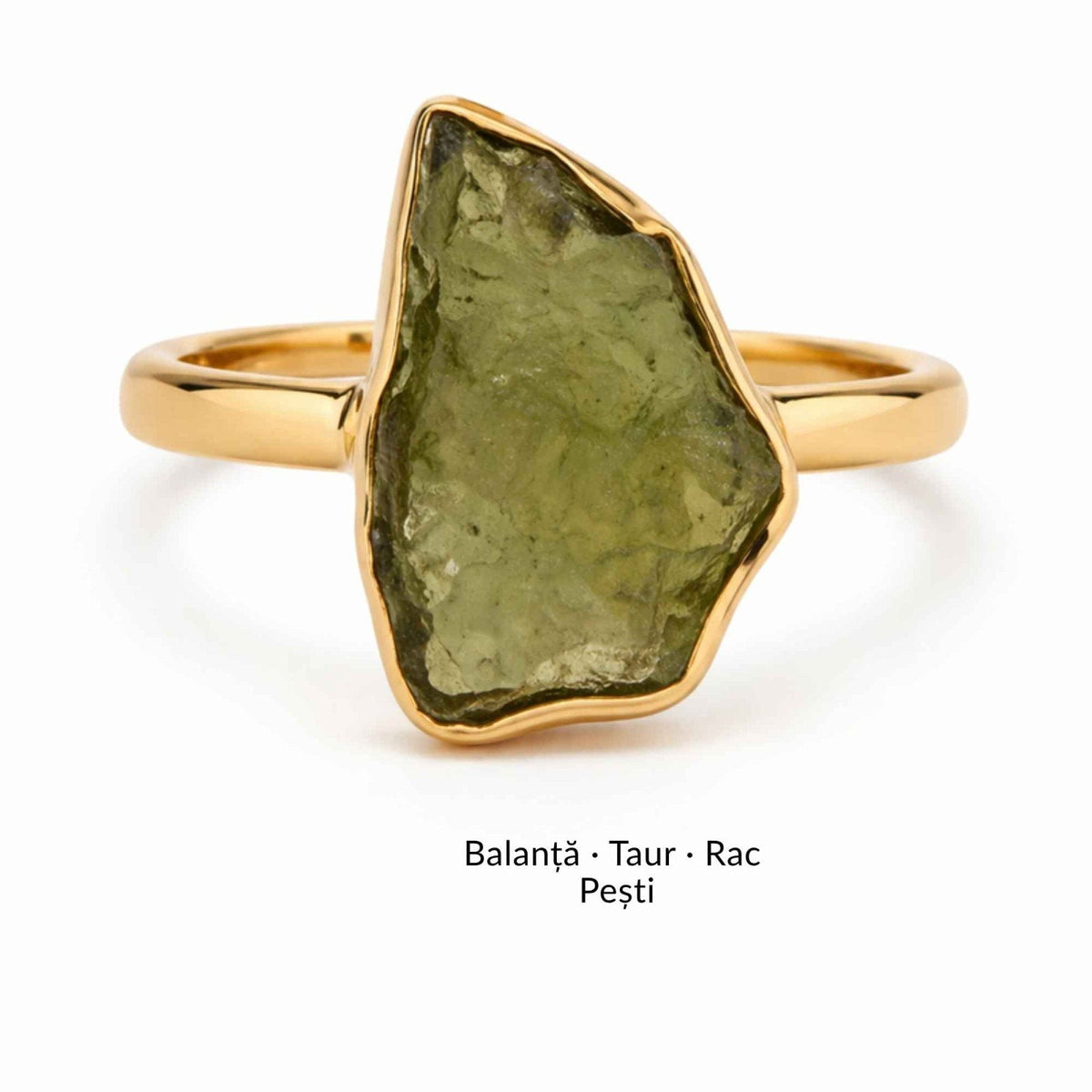 Inel cu Moldavit, Argint 925 placat aur 18k – CraftMystic