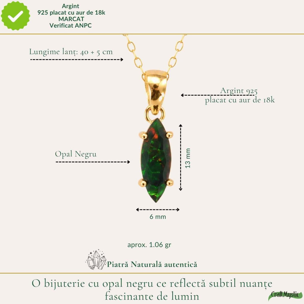 Colier cu Opal, Argint 925 placat aur 18k – CraftMystic
