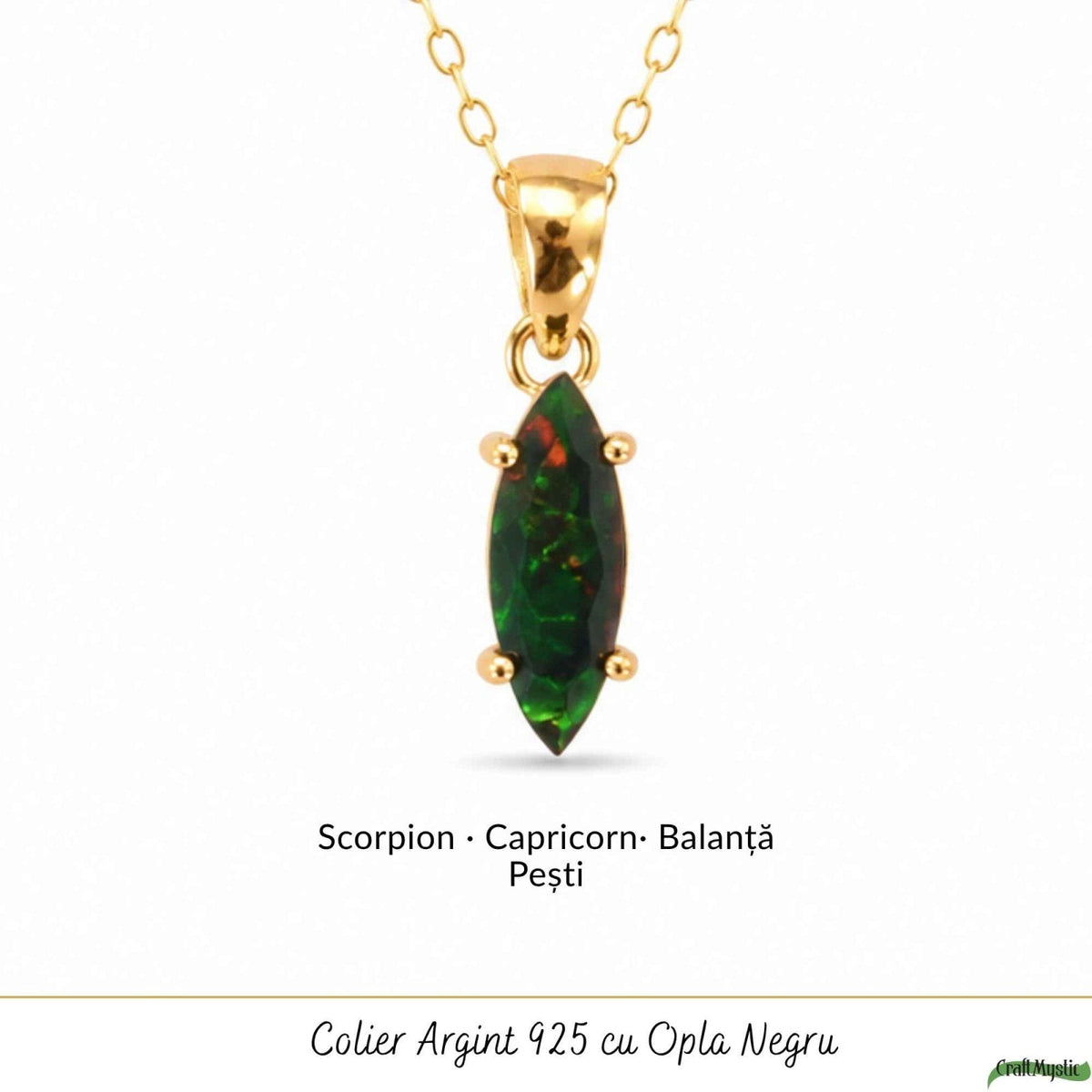 Colier cu Opal, Argint 925 placat aur 18k – CraftMystic
