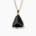 Colier Auriu din Cupru Placat cu Piatra Naturala Obsidian - Protectie si Echilibru