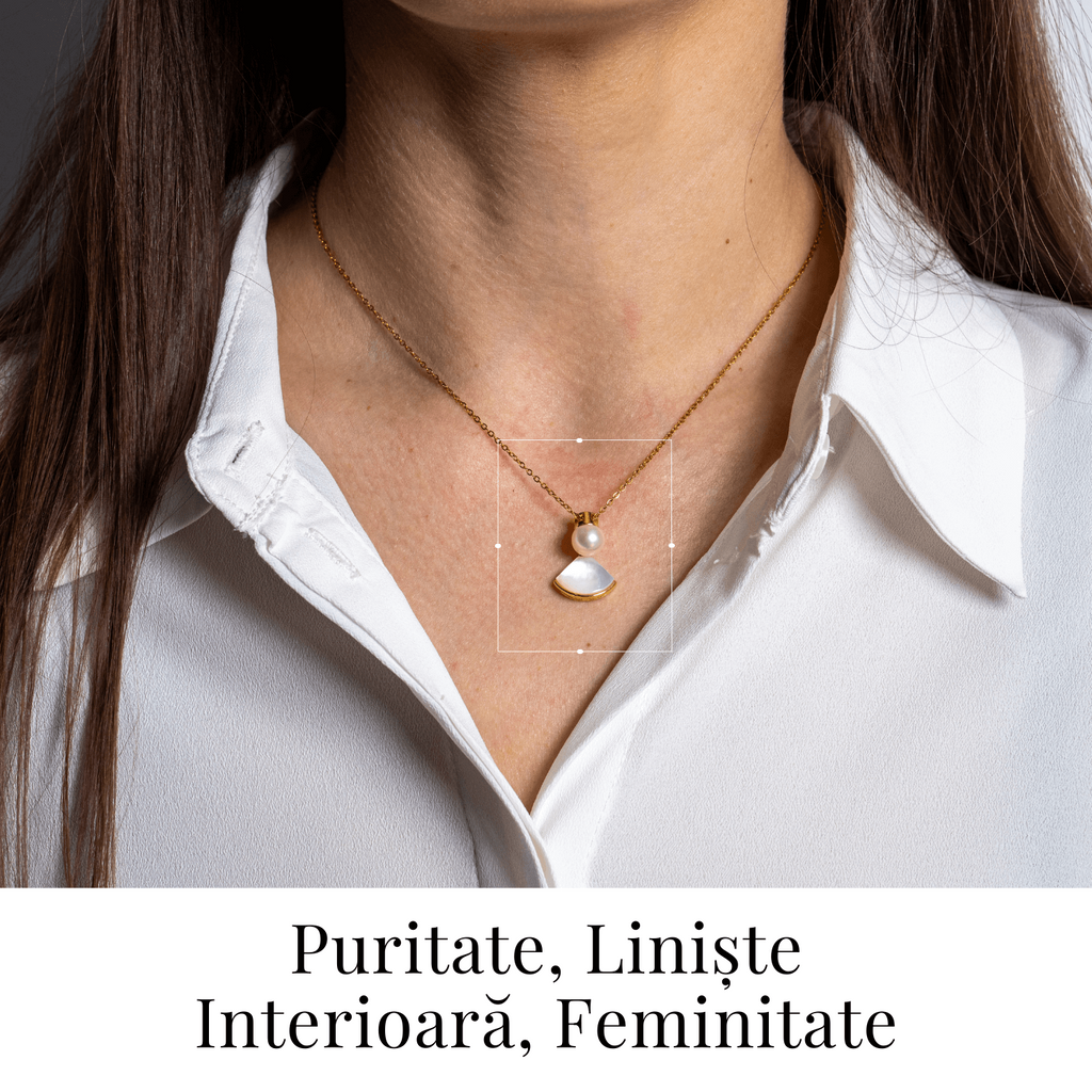Poarta linistea interioara – Colier cu perla de cultura si scoica naturala