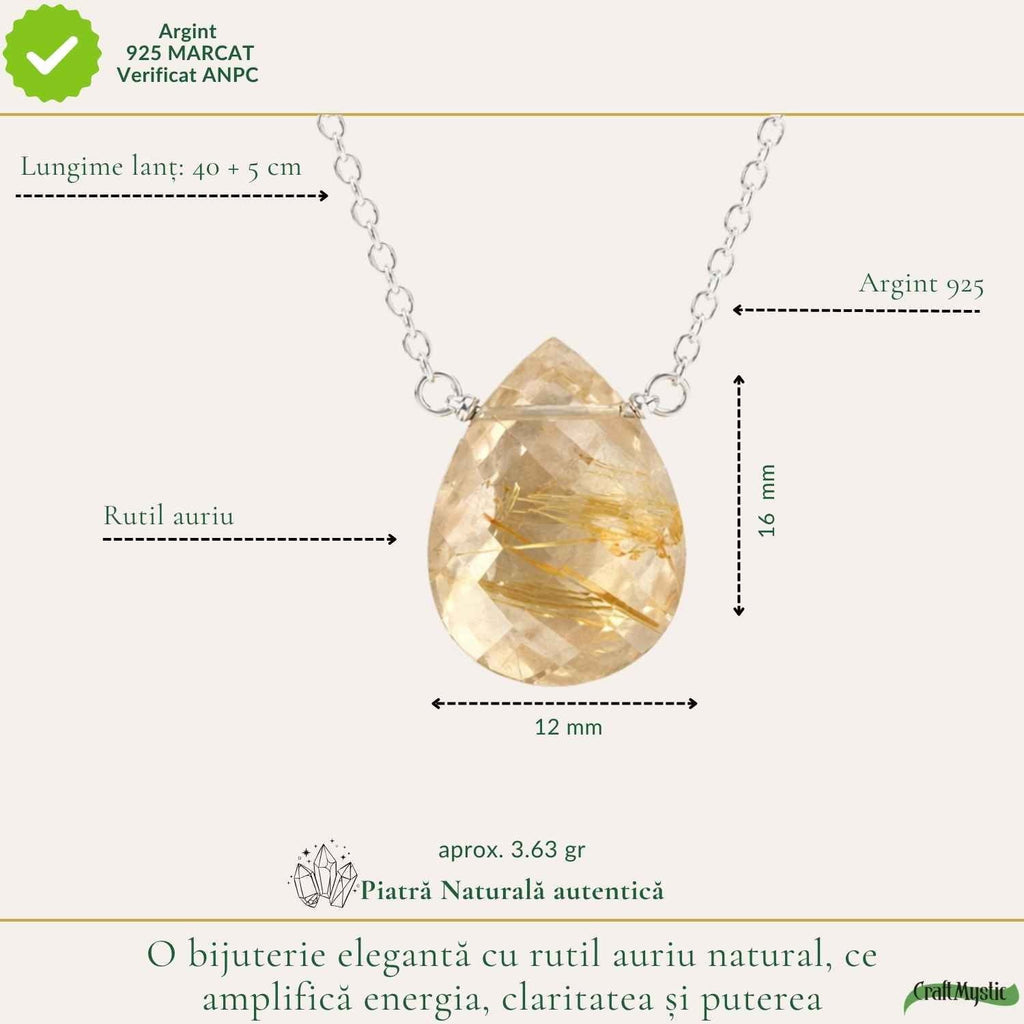 Colier cu Rutil, Argint 925 – CraftMystic