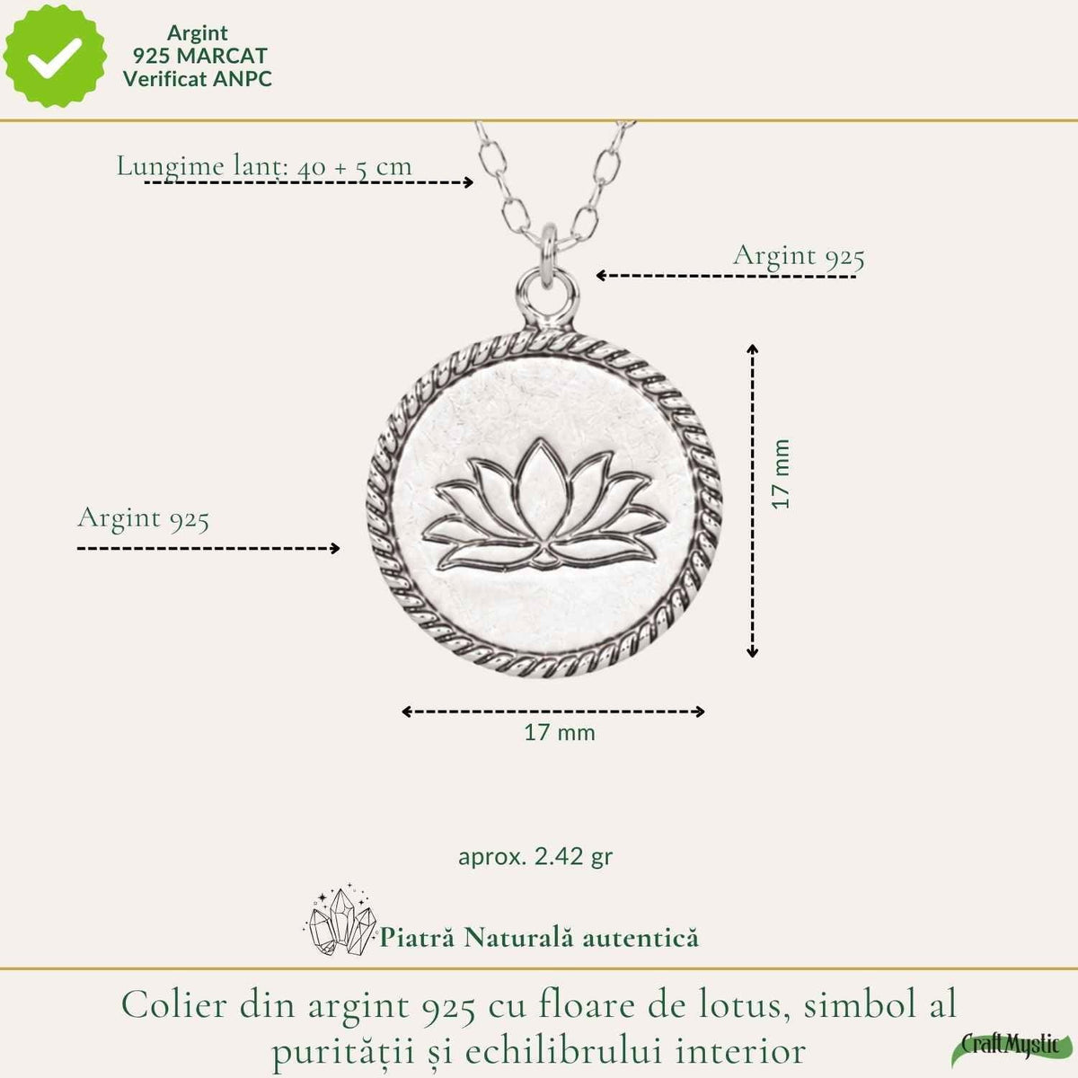 Colier Floare de Lotus din Argint 925 – CraftMystic
