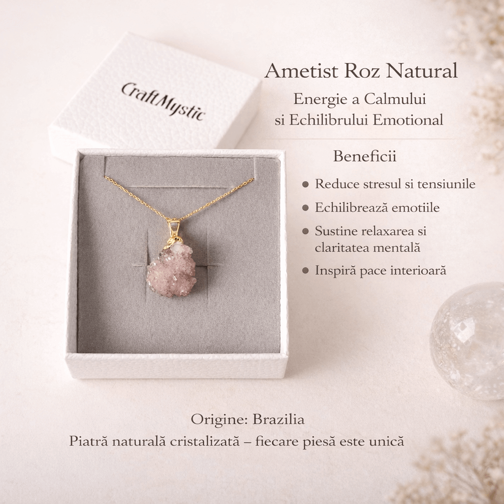 Colier cu Ametist, Argint 925 placat aur 18k – CraftMystic