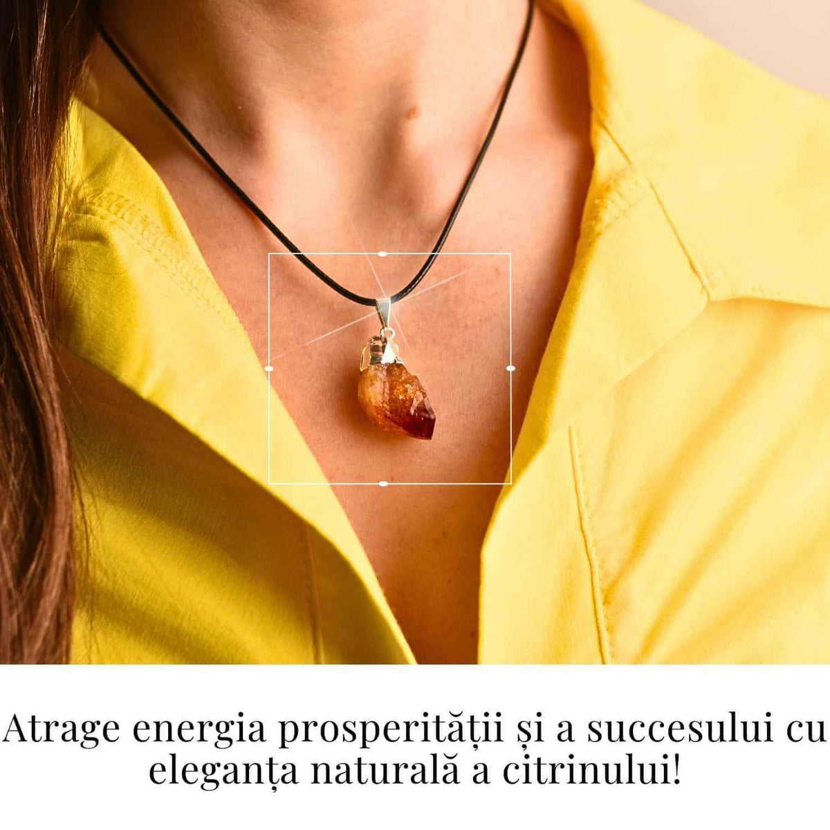 Colier cu pandantiv varf Citrin argintiu – Energie si Prosperitate