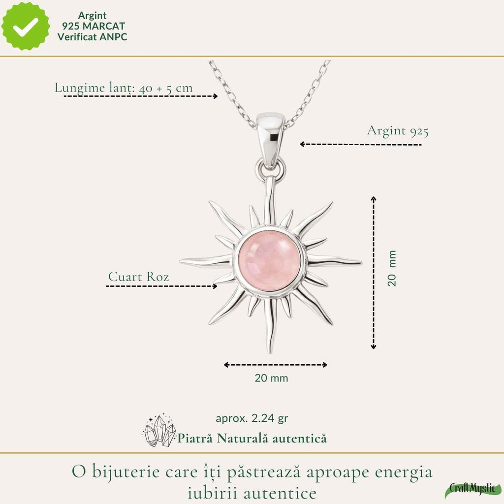 Colier cu Cuarț Roz, Argint 925 – CraftMystic