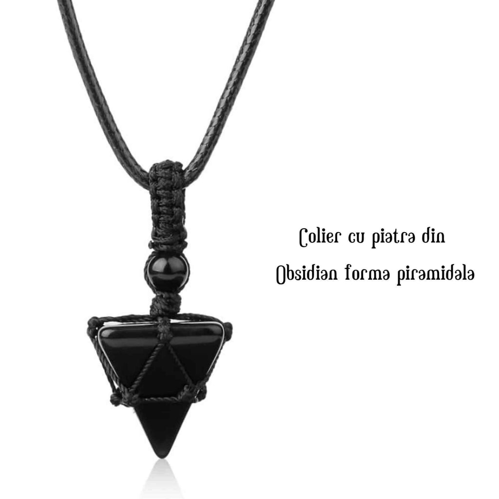 Colier Terapeutic din Obsidian sub Forma de Piramida