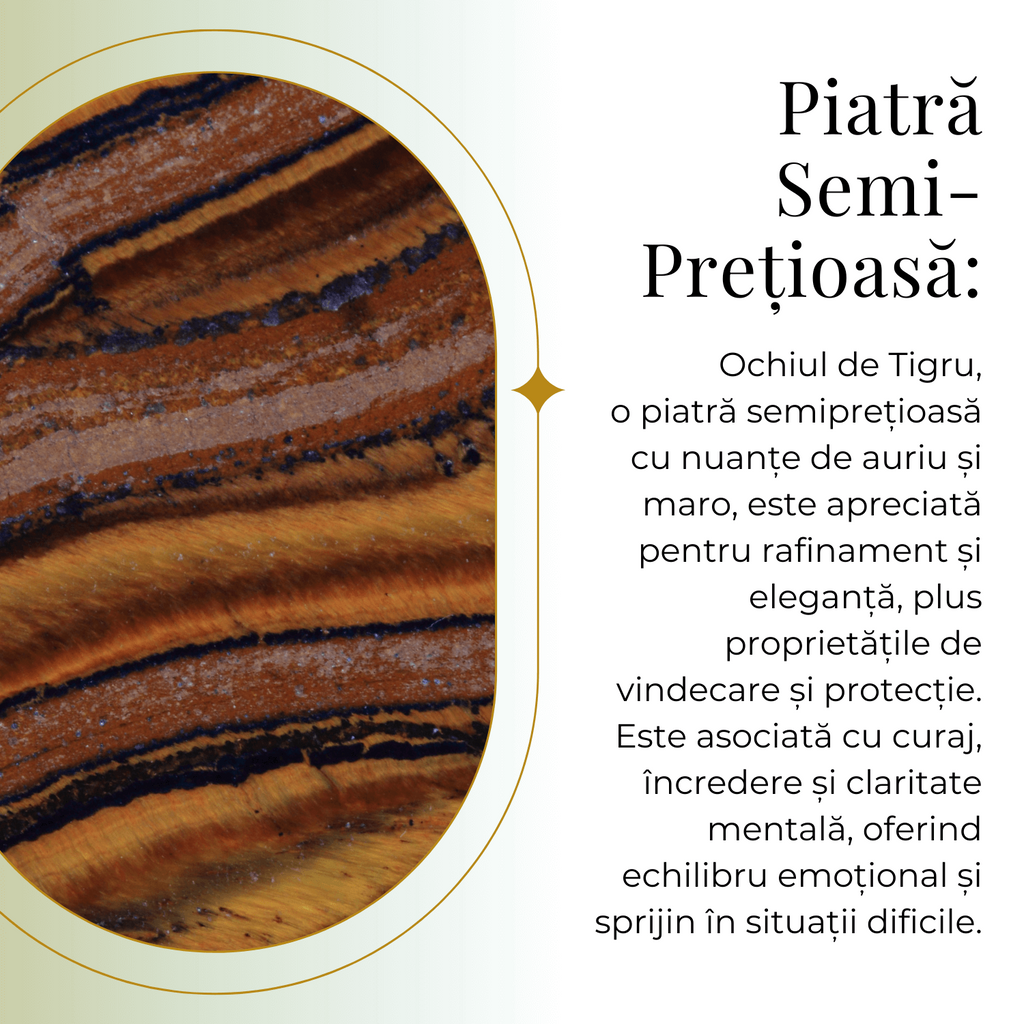 Colier cu Ochi de Tigru forma neregulata pentru Protectie si Energie Pozitiva