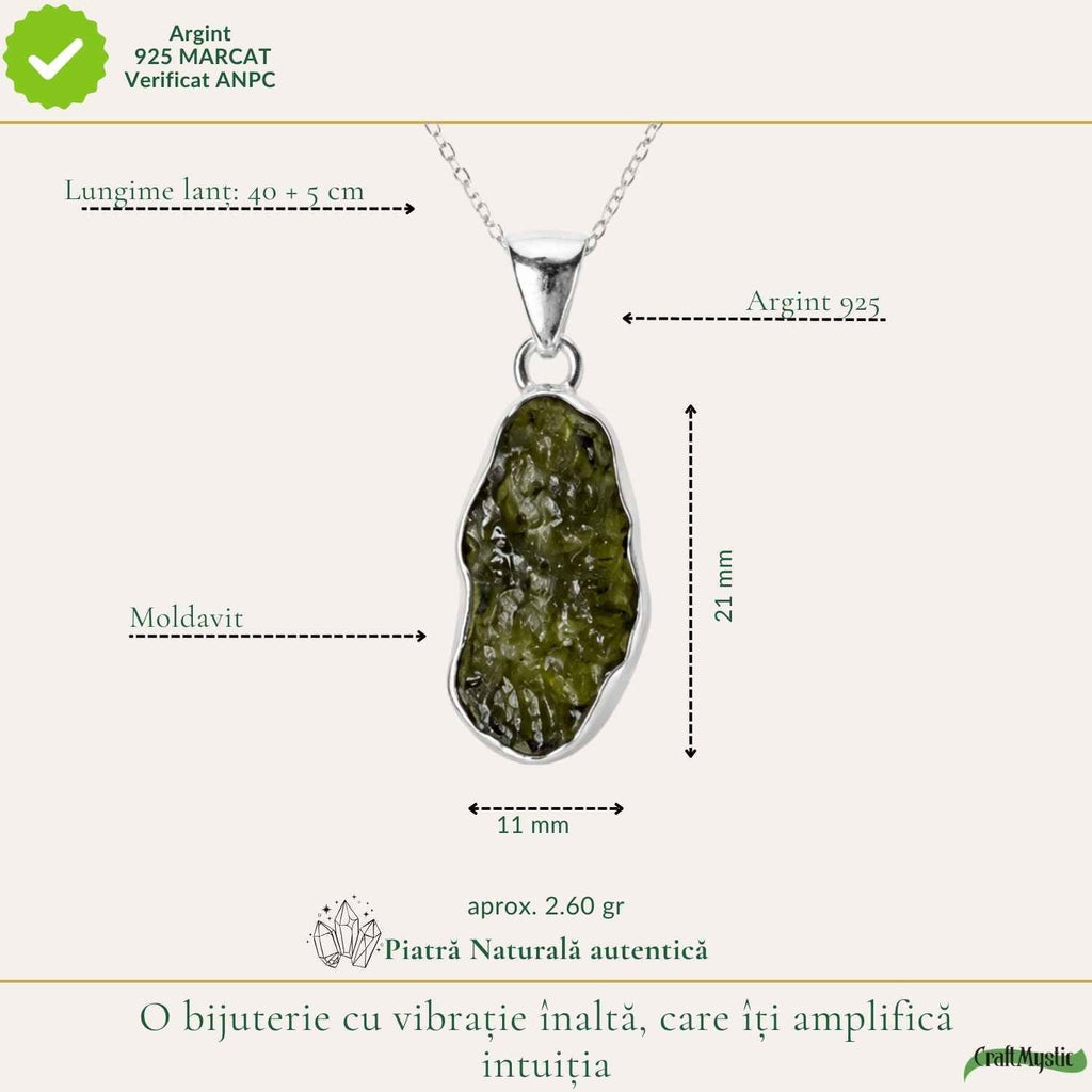 Colier cu Moldavit, Argint 925 – CraftMystic