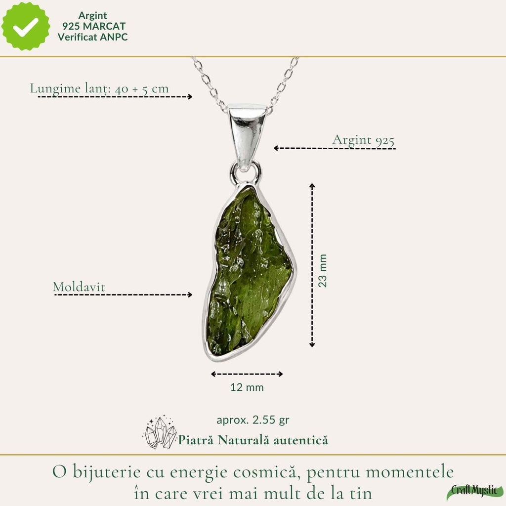 Colier cu Moldavit, Argint 925 – CraftMystic
