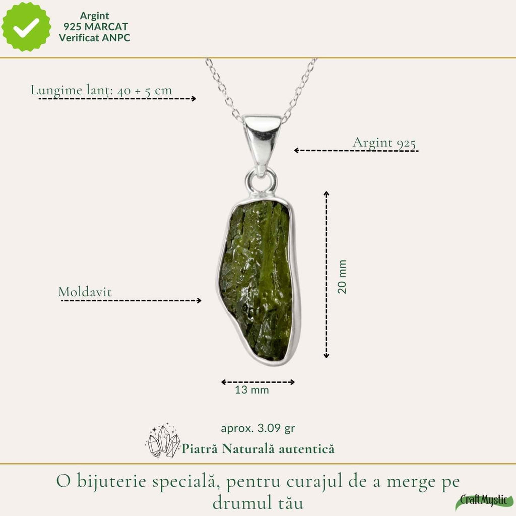 Colier cu Moldavit, Argint 925 – CraftMystic