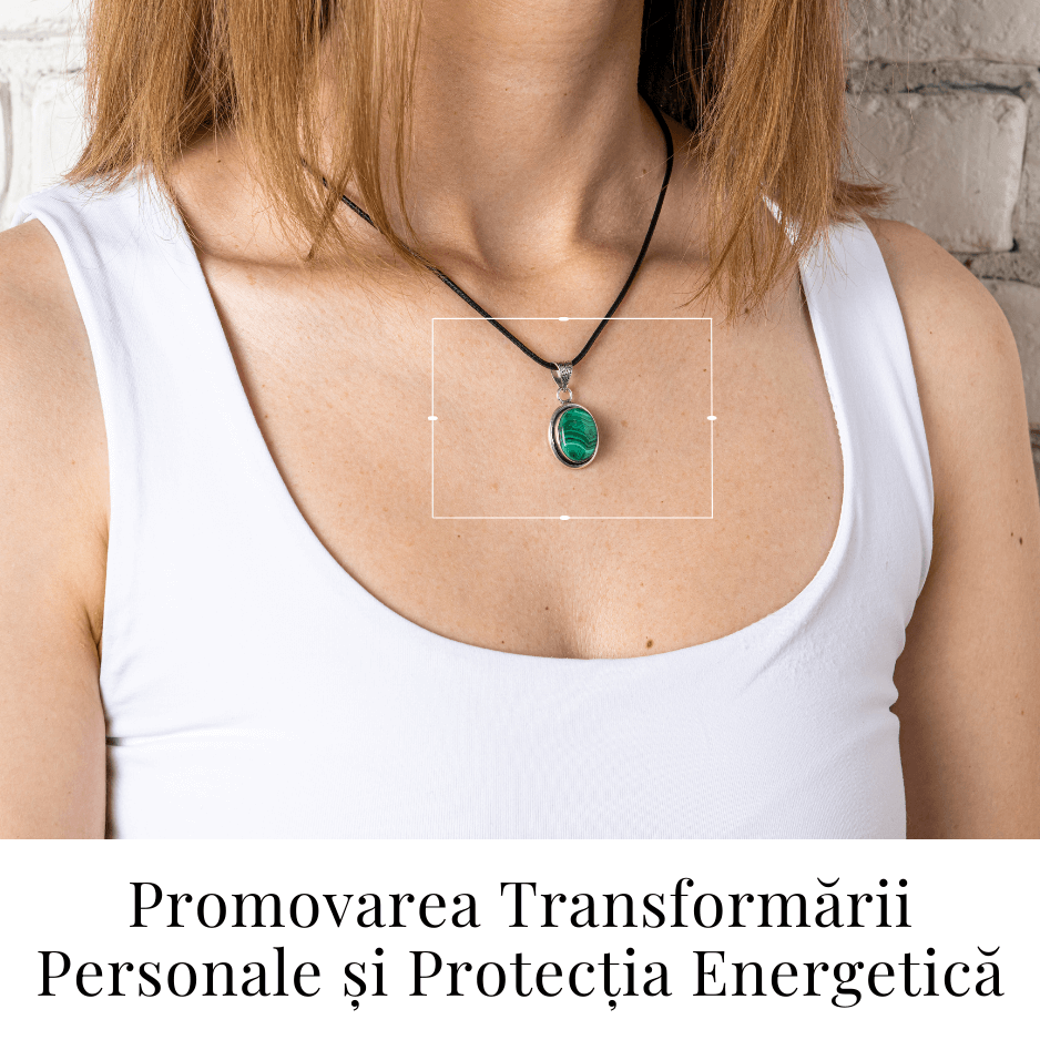 Colier ajustabil cu pandantiv oval din Malachit Natural – Protectie si Echilibru Energetic