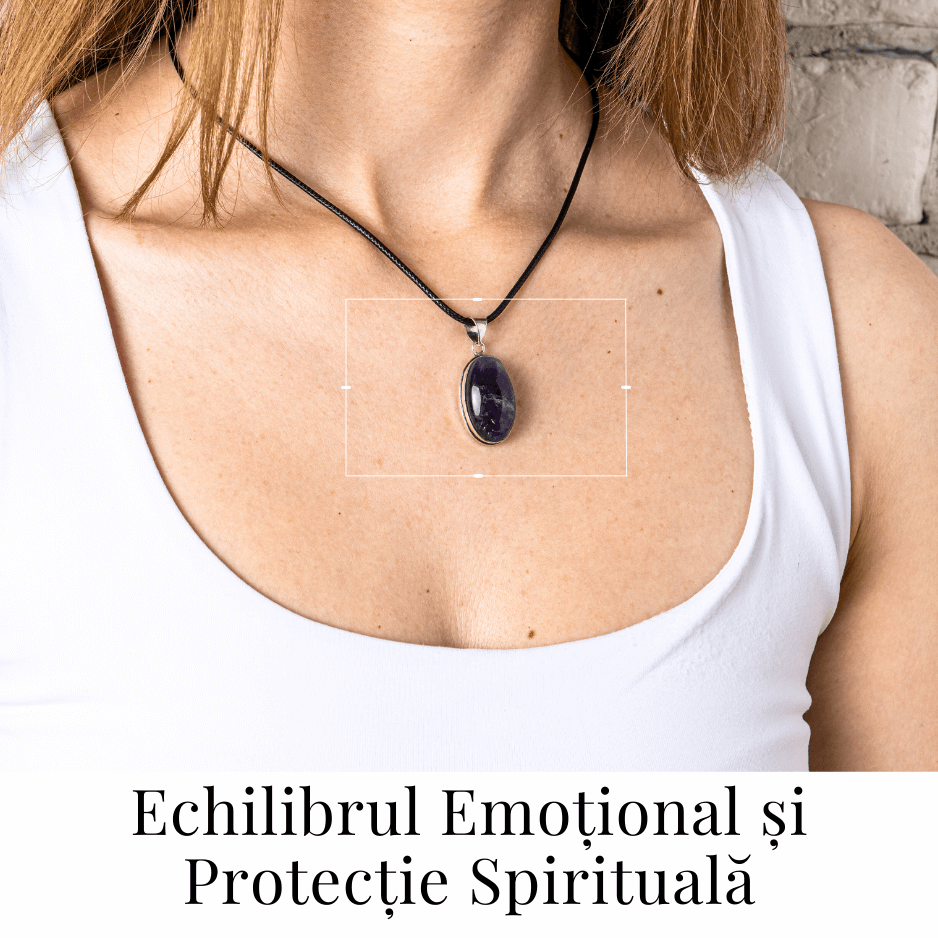 Colier ajustabil cu pandantiv oval din Ametist Natural – Claritate Mentala si Echilibru Spiritual