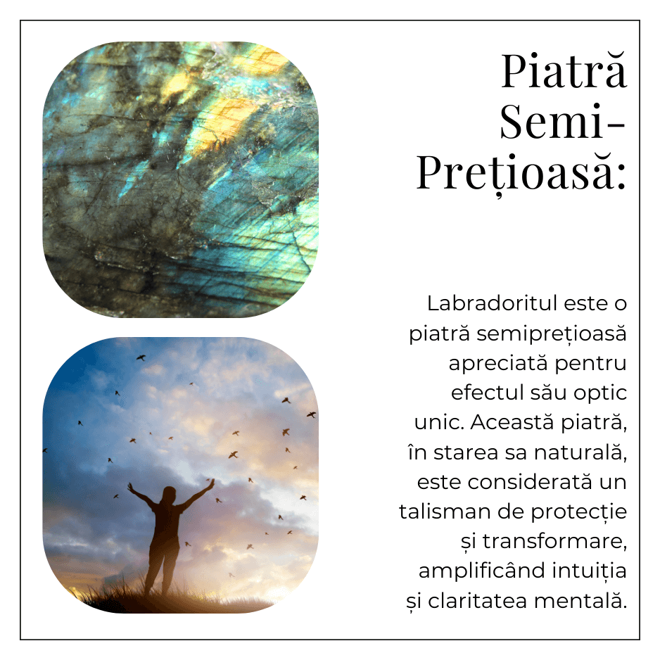 Colier ajustabil cu pandantiv oval din Labradorit Natural – Intuitie si Protectie Energetica
