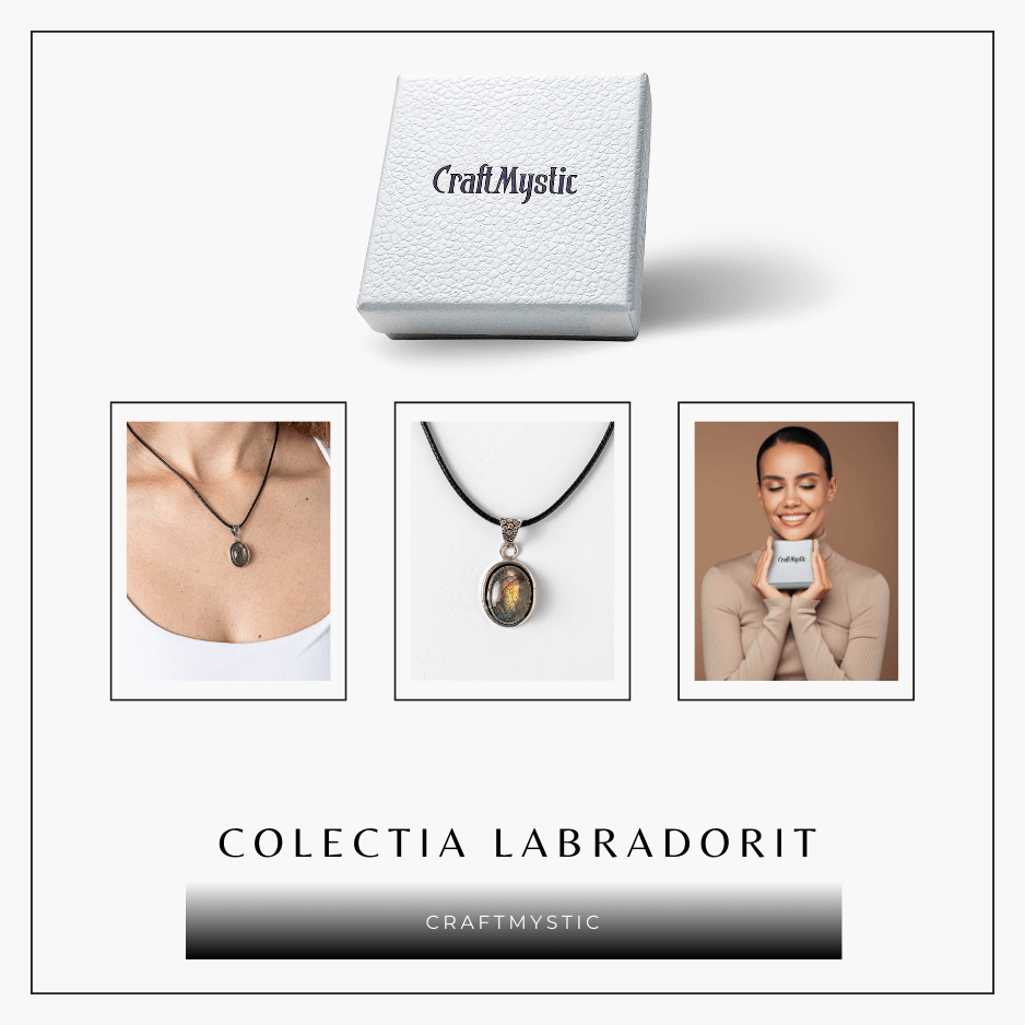 Colier ajustabil cu pandantiv oval din Labradorit Natural – Intuitie si Protectie Energetica