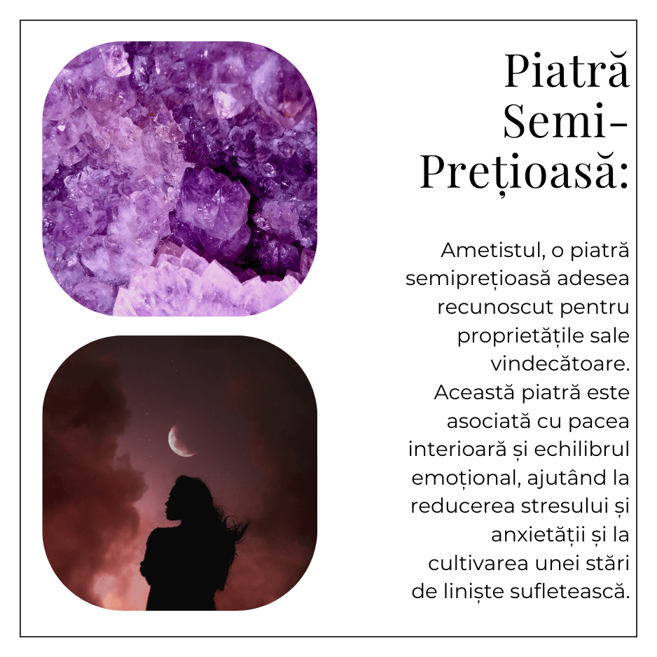 Colier vintage varf Ametist Brut – Claritate Mentala si Protectie