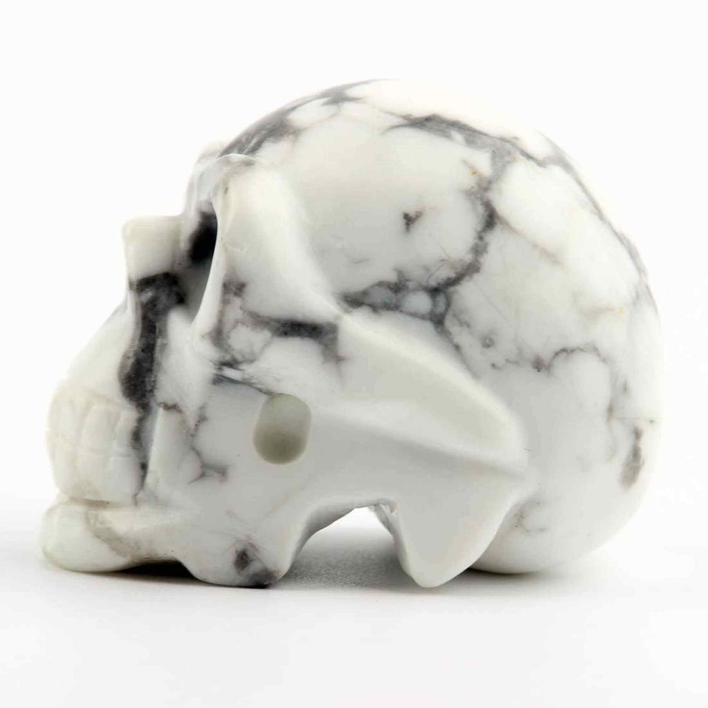 Craniu 5 cm sculptat manual din cristal de Turcoaz Alb piatra semipretioasa vindecatoare Figurina artistica pentru decor de Halloween, decoratiune pentru biroul de acasa