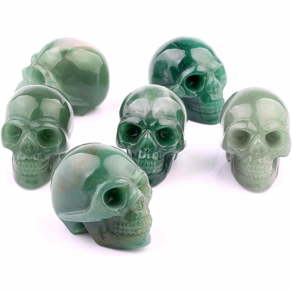 Craniu 5 cm sculptat manual din cristal de Aventurin piatra semipretioasa vindecatoare Figurina artistica pentru decor de Halloween, decoratiune pentru biroul de acasa