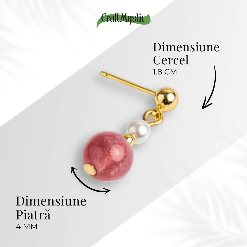Vibratie de Iubire si Gratie – Cercei cu Perla si Cristal Capsuna