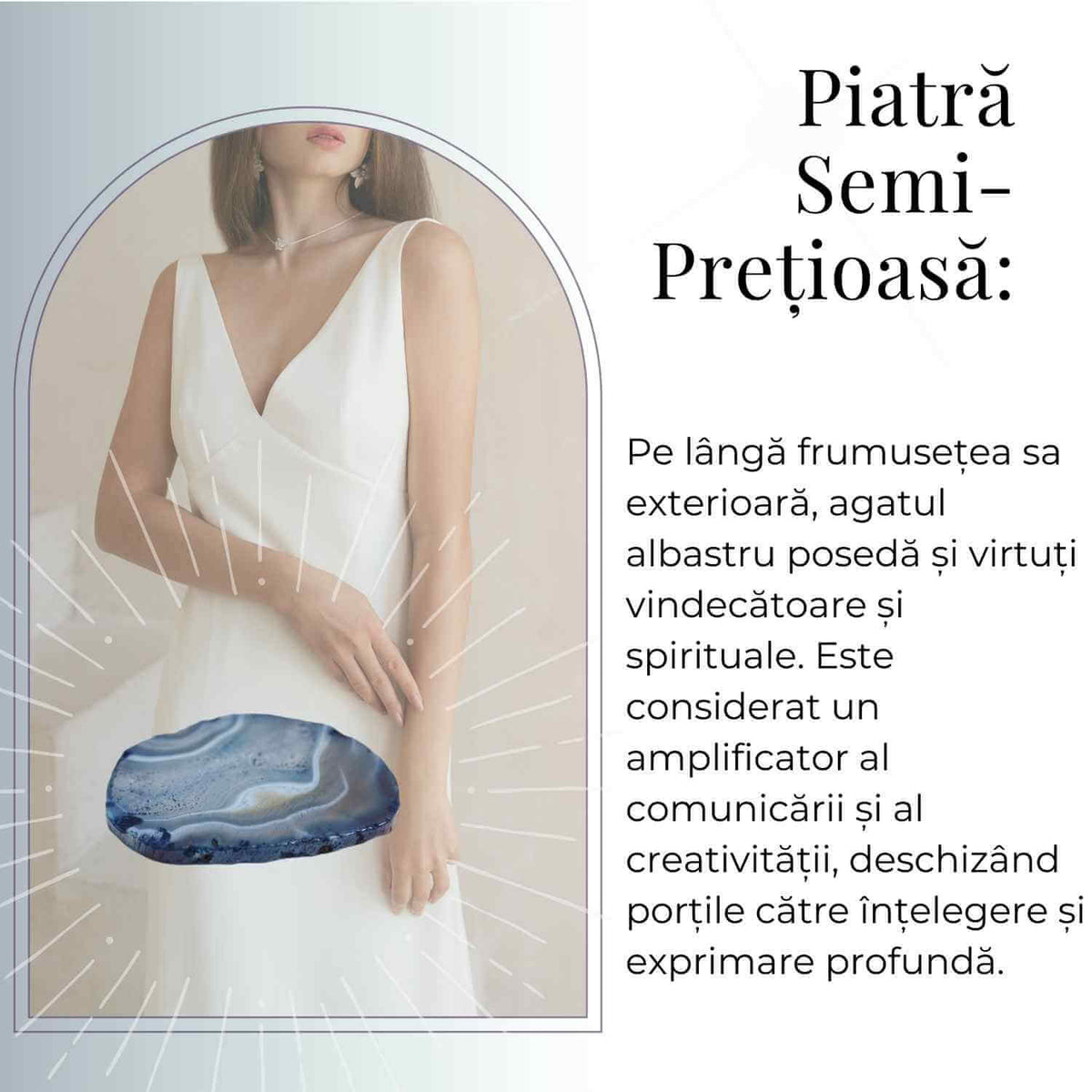 Felie de Agat Albastru 7-8 cm forma neregulata– Calm si Claritate Mentala