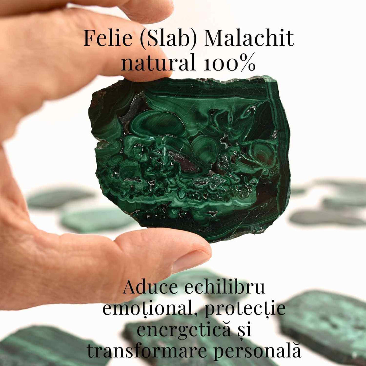 Felie Malachit Natural 7-8 cm - Vindecare si Echilibru Energetic