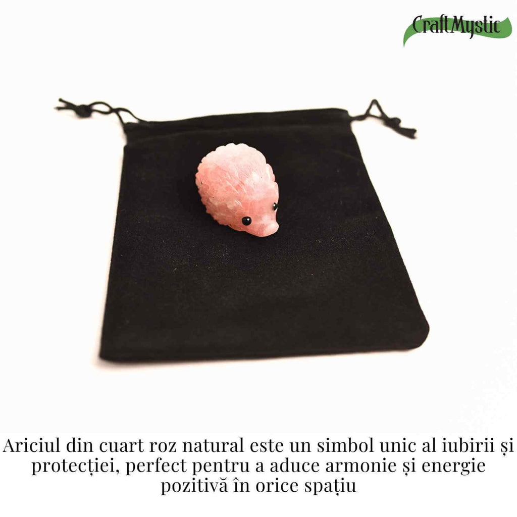 Figurina arici din Cuart Roz 4 cm – Vindecare emotionala si iubire