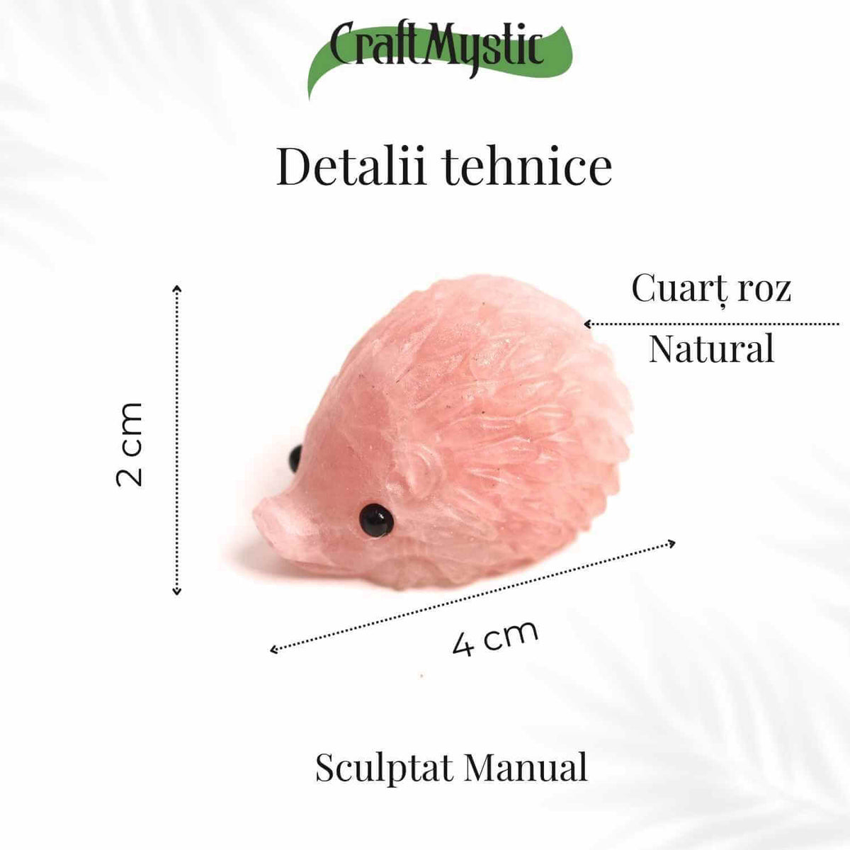 Figurina arici din Cuart Roz 4 cm – Vindecare emotionala si iubire