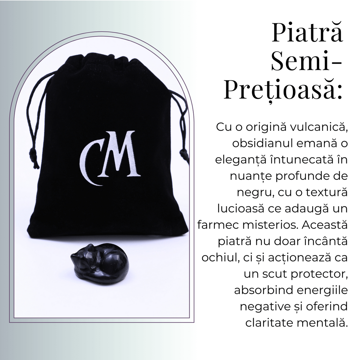 Figurina Pisicuta Adormita 4 cm din Obsidian Natural