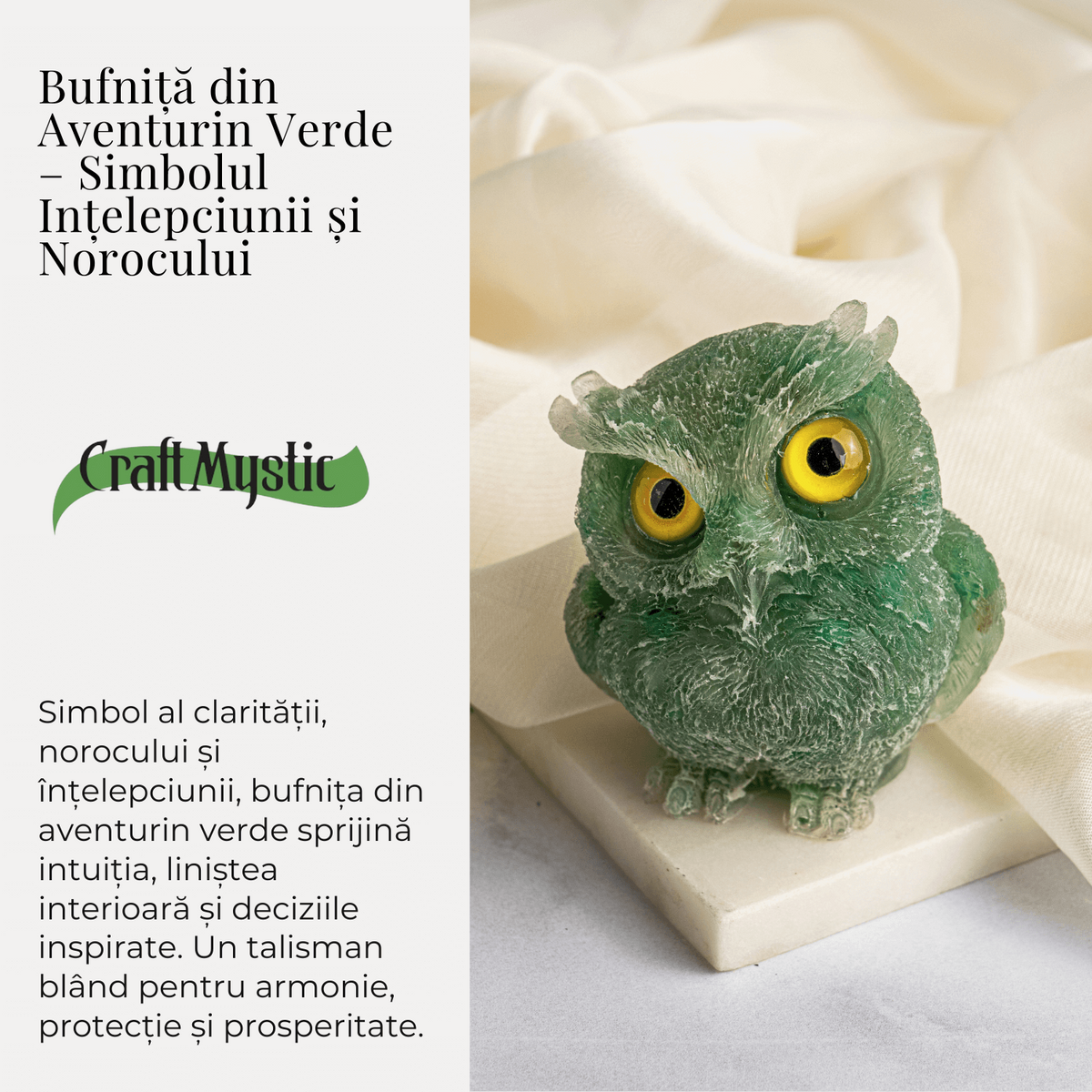 Bufnita din Aventurin Verde – Simbolul Intelepciunii si Norocului