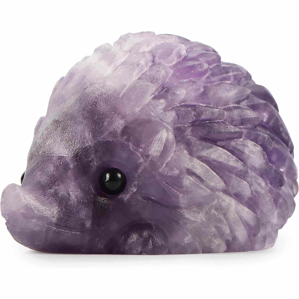 Figurina arici 4cm de cristal semipretios Ametist -Sculptata manual pentru Reiki, decoratiuni interioare