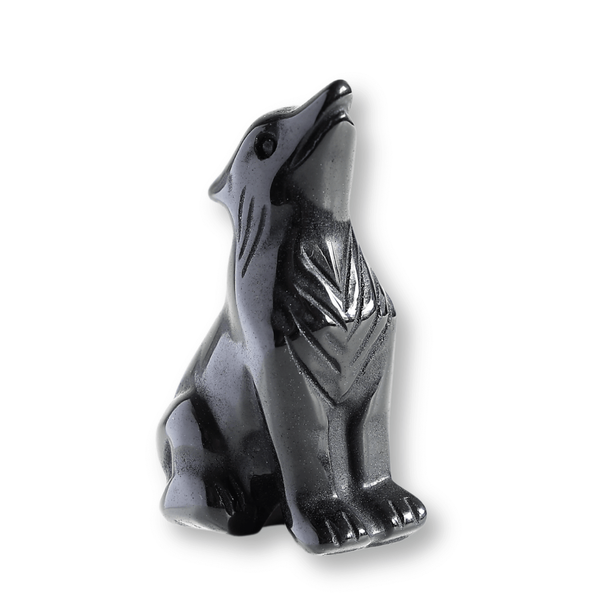 Figurina Lup din Obsidian Natural, 5 cm
