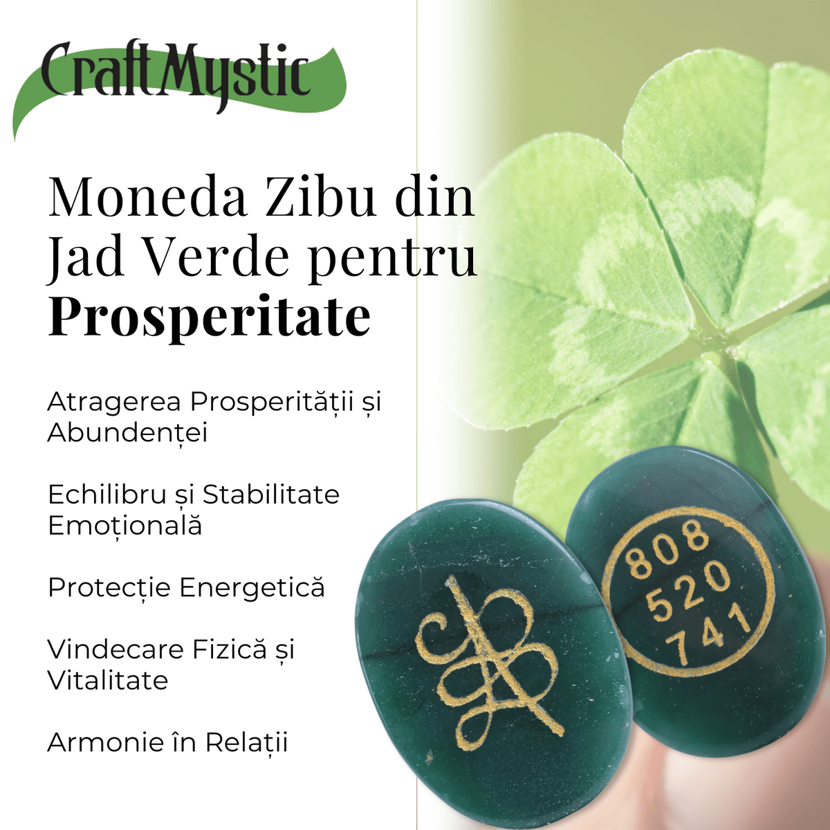 Moneda Zibu din Jad verde - Prosperitate si Noroc
