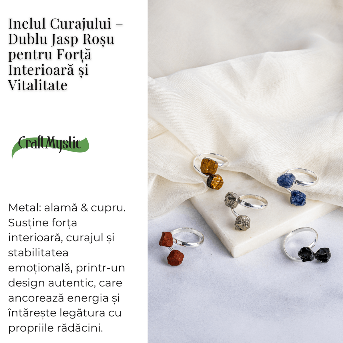 Inelul curajului – Dublu Jasp rosu pentru forta interioara si vitalitate